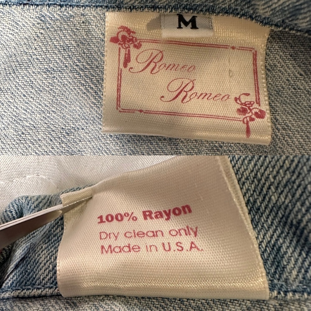 Vintage 90s Romeo Romeo Bouclé & Denim Vest – Western Y2K Aesthetic Size M - Picture 7 of 14
